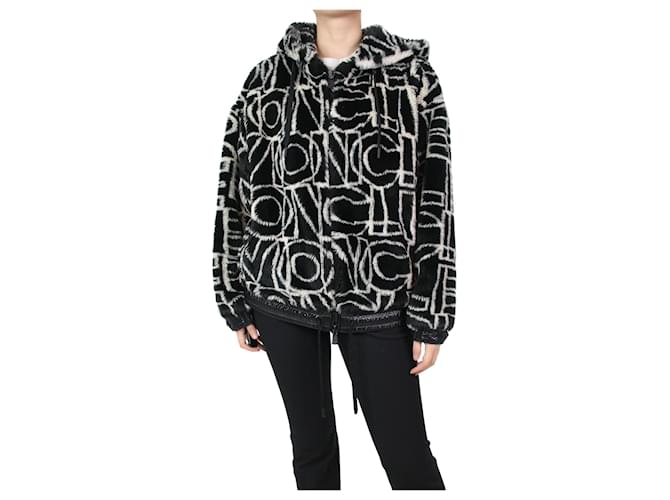Moncler Black printed faux-fur hoodie - size S Acrylic  ref.1086098