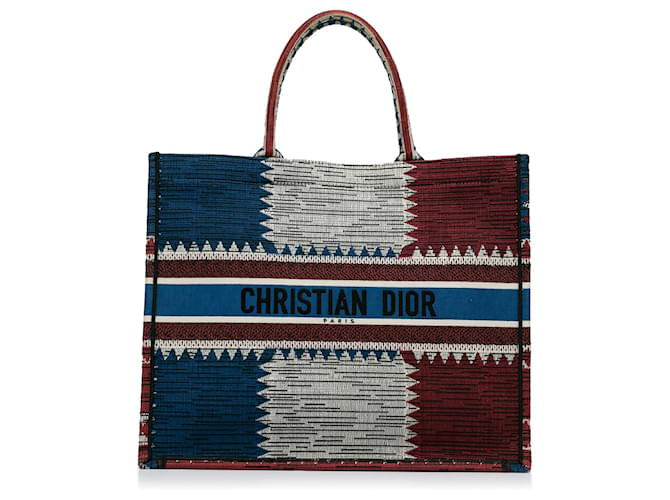 Dior Blue Large French Flag Book Tote Cloth Cloth  ref.1086135