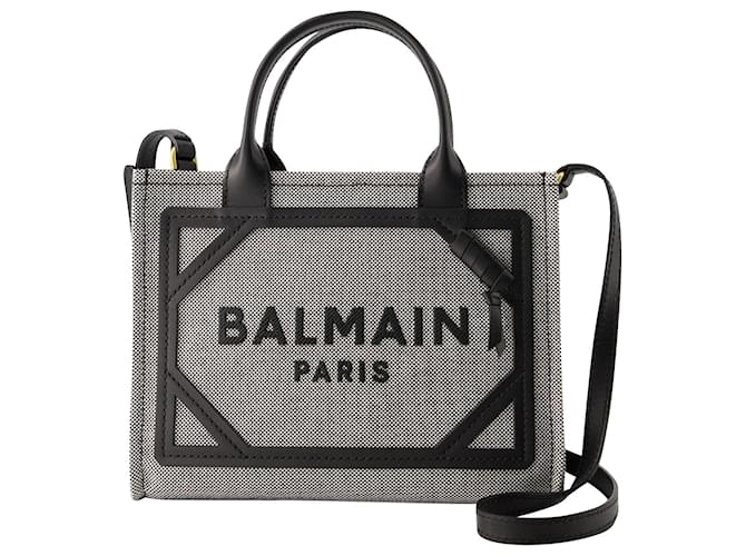 B-Army Small Shopper Bag - Balmain - Canvas - Black Cloth  ref.1086189