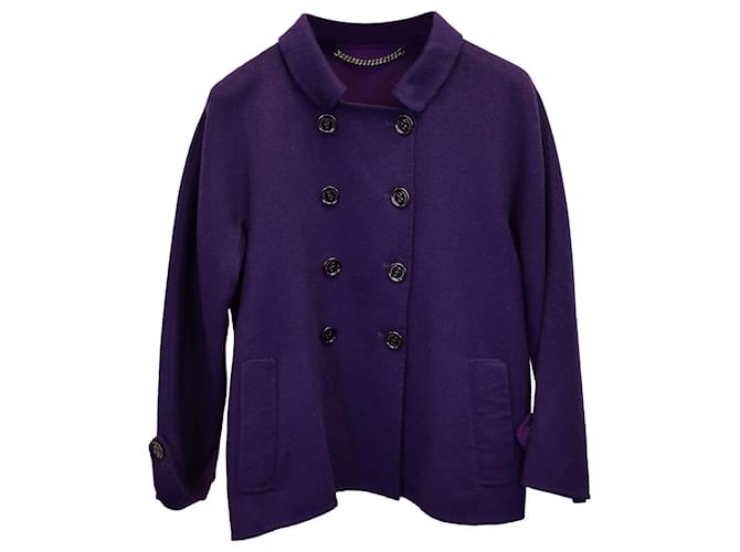 Veste à boutonnage doublé Burberry en laine violette  ref.1086199