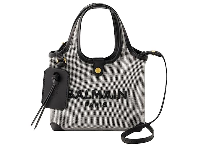 B-Army Mini Grocery Shopper Bag - Balmain - Canvas - Black Cloth  ref.1086205