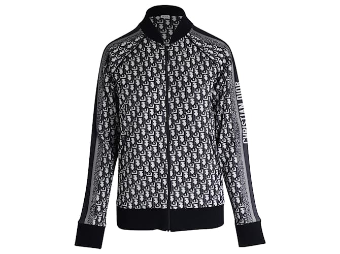Dior Logo Oblique Bomber Jacket in Black and White Viscose Cellulose fibre  ref.1086330