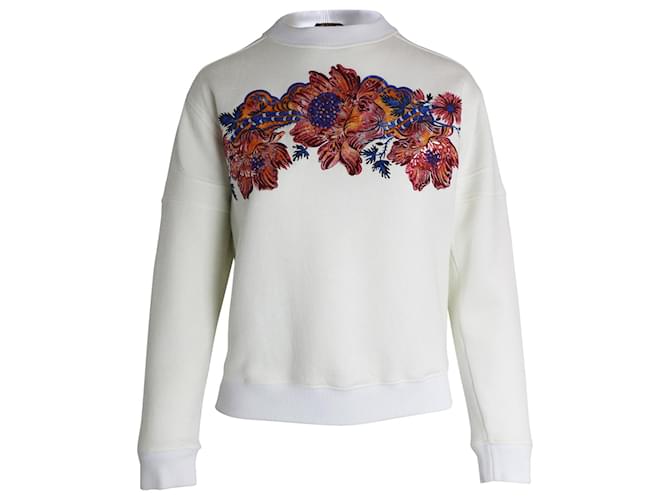 Sweat-shirt à col rond à imprimé floral Louis Vuitton en coton crème Blanc  ref.1086339