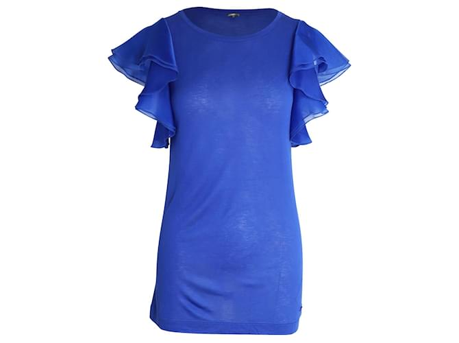Gucci Flounced Sleeve Top in Blue Viscose Cellulose fibre  ref.1086346