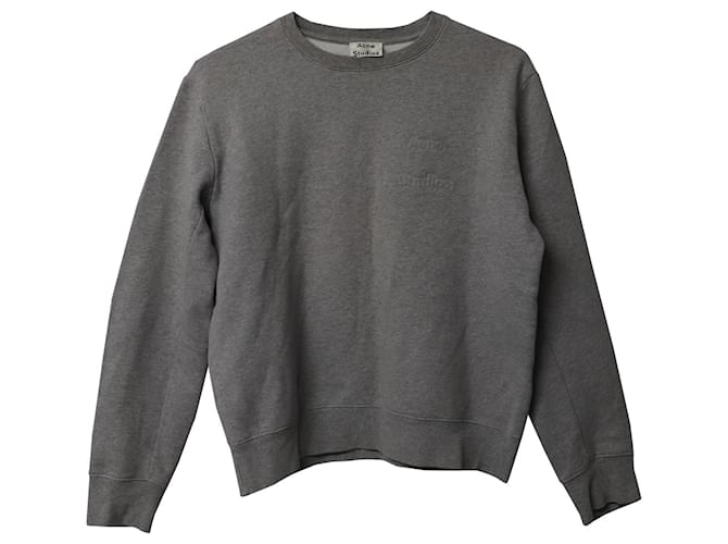 Acne Studios Sweatshirt mit geprägtem Logo aus grauer Baumwolle  ref.1086352
