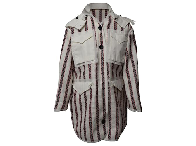 Sacai Luck Tweed-Jacke mit übergroßen Taschen und Knöpfen aus cremefarbenem Acryl Weiß  ref.1086362