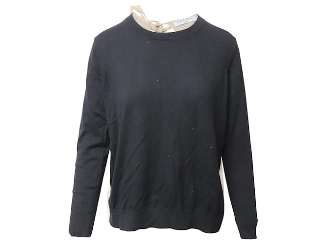 Sandro Ipolit Tie-Back Sweater in Black Cotton  ref.1086363