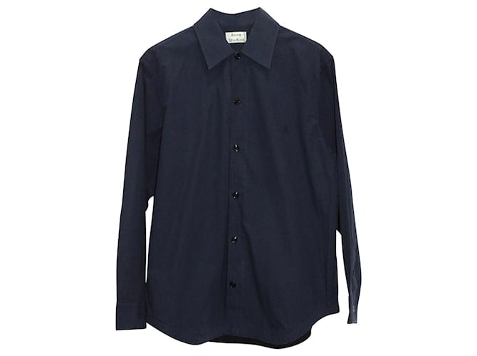 Acne Studios Button Down Shirt in Navy Blue Cotton  ref.1086383
