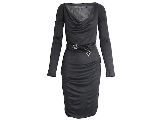 Gucci Cowl Neckline Long Sleeve Midi Dress in Grey Viscose Cellulose fibre  ref.1086384