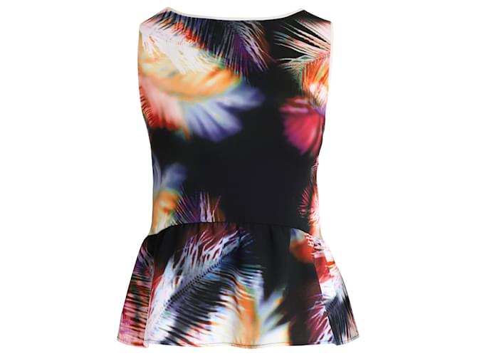 Sandro Electric Palm Print Peplum Top in Multicolor Polyester Python print  ref.1086405