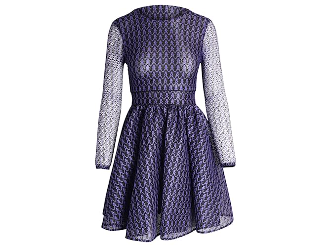 Maje Ravira Structured Lace Dress In Purple Polyester  ref.1086408