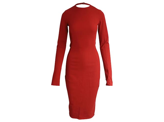 Rick Owens Back Cut-Out Midi Dress in Red Cotton  ref.1086424
