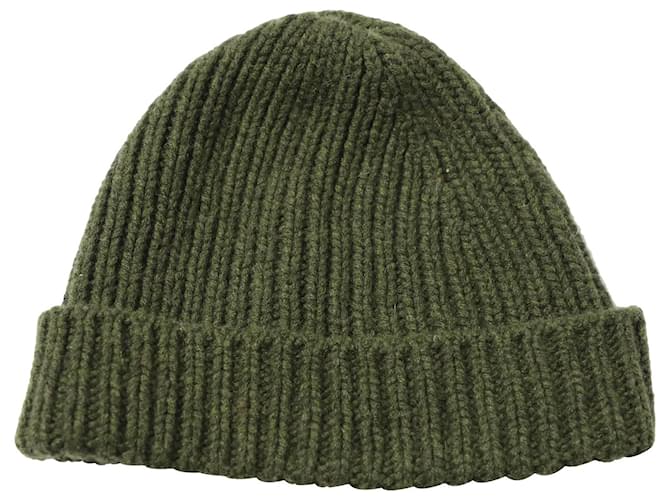 Bottega Veneta Ribbed Beanie in Green Cashmere