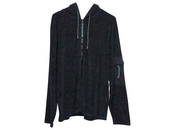Loewe Hooded Jacket in Navy Blue Cotton