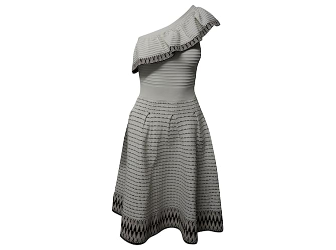 Maje Rasta One-shoulder Knit Dress in White Viscose Cellulose fibre  ref.1086444