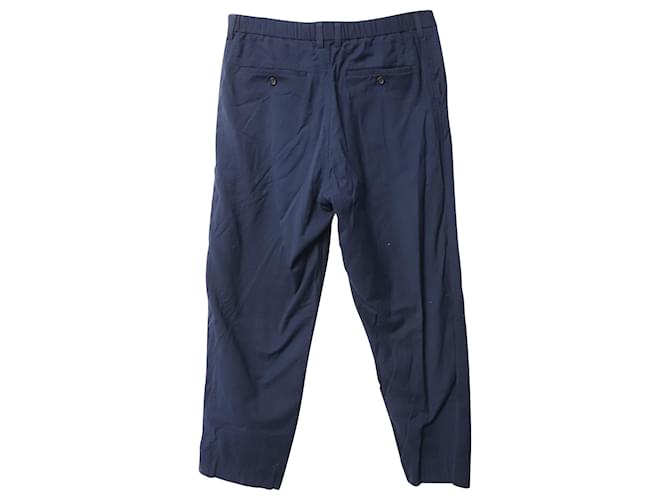 Pantalon taille élastique Issey Miyake en coton bleu marine  ref.1086447