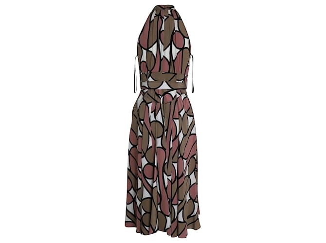 Diane Von Furstenberg Printed Halter Midi Dress in Multicolor Silk Python print  ref.1086448