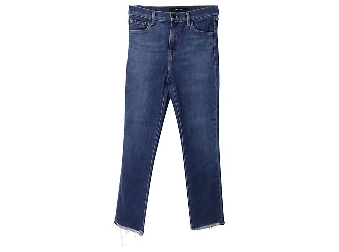 Vaqueros con dobladillo desgastado de J Brand en denim de algodón azul