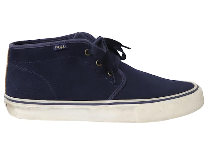 Polo Ralph Lauren Lace-Up Sneakers in Blue Suede Nubuck  ref.1086450