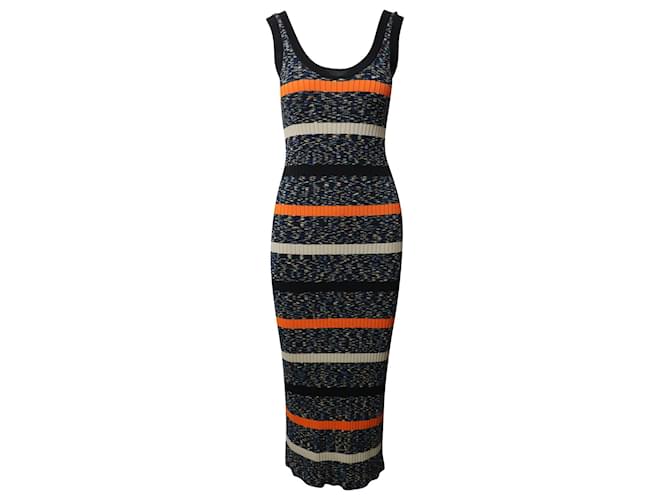 Missoni Knee-Length Striped Knitted Dress in Multicolor Cotton Multiple colors  ref.1086453