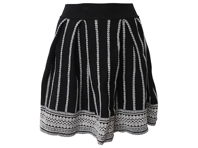 Mini-jupe côtelée plissée géométrique Maje en coton mélangé noir  ref.1086457