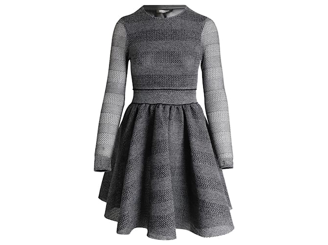 Maje Royale Striped Knitted Dress In Grey Polyester  ref.1086460