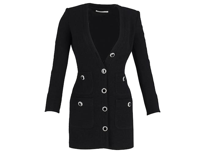 Alessandra Rich Minikleid im Blazer-Stil aus schwarzer Wolle  ref.1086463