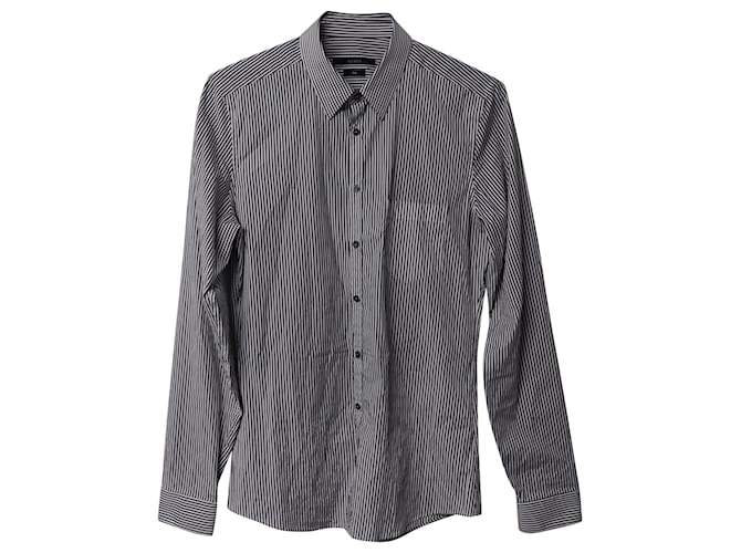 Camisa Gucci de corte slim con botones a rayas en algodón blanco y negro  ref.1086469