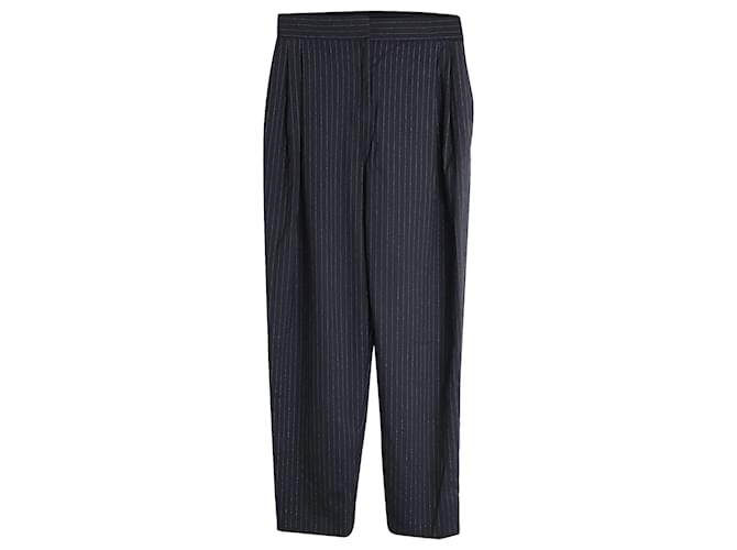 Alexander McQueen Nadelstreifen-Plisseehose aus schwarzer Schurwolle  ref.1086478