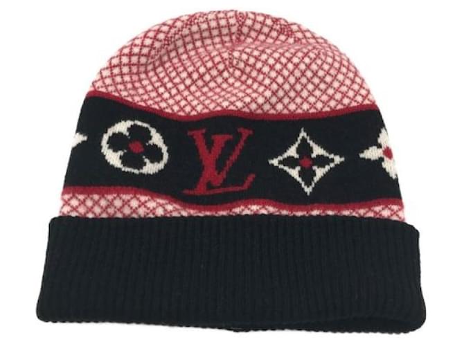 ***LOUIS VUITTON (Louis Vuitton)  Cappello in maglia Bonnet d'Euvre LV Rosso Blu navy  ref.1086560