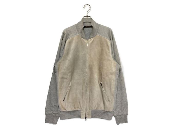 ***LOUIS VUITTON (Louis Vuitton)  Wildleder-Strickblouson Grau