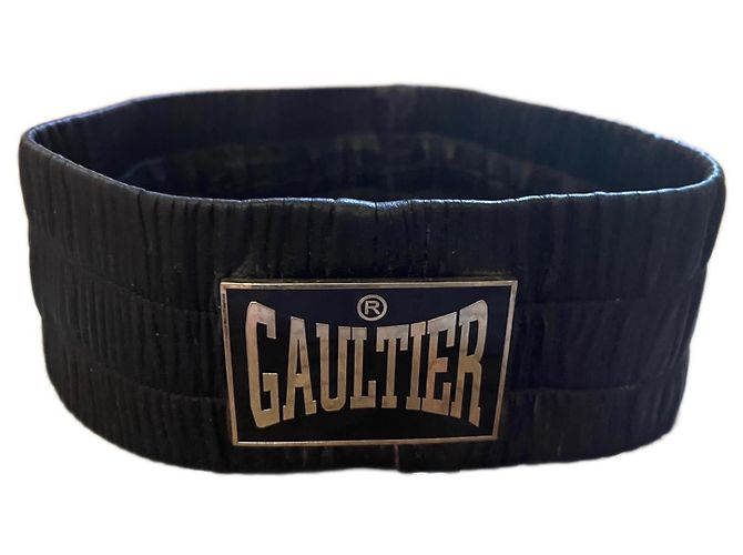 Jean Paul Gaultier Gürtel aus schwarzem gerafftem Leder