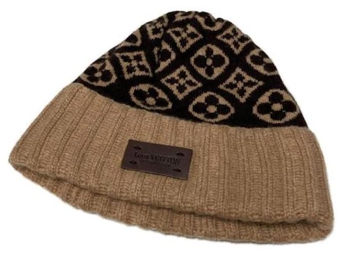 ***LOUIS VUITTON (Louis Vuitton)  berretto in maglia di cashmere con monogramma Beige Cachemire  ref.1086623