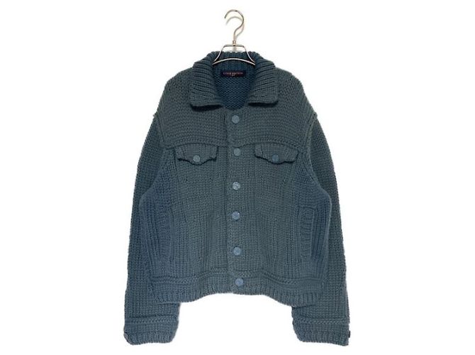 ***LOUIS VUITTON (Louis Vuitton)  Grob gestrickte Jacke mit Knöpfen Grau
