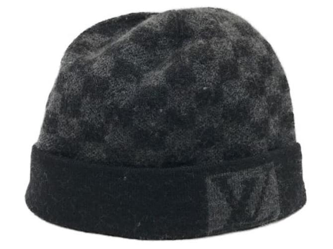 ***LOUIS VUITTON (Louis Vuitton)  Bonnet Petit Damier knit hat Black Wool  ref.1086638