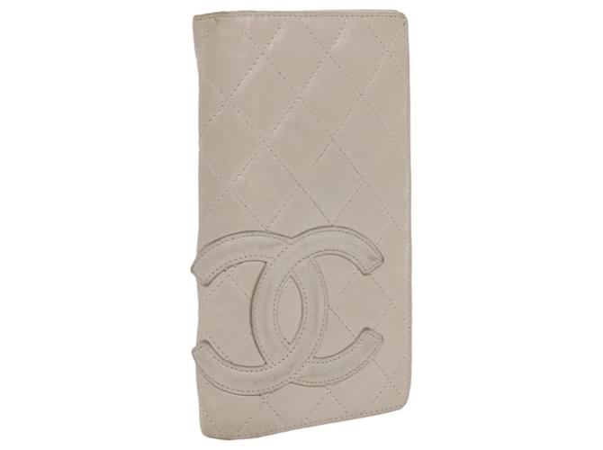 CHANEL Cambon Line Long Wallet Leather White CC Auth 54166  ref.1086670