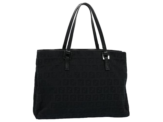 FENDI Zucchino Canvas Hand Bag Black Auth 55024  ref.1086700
