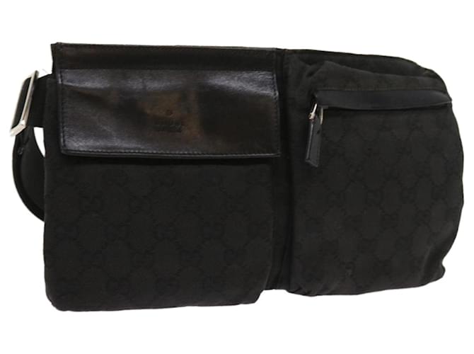 GUCCI GG Canvas Waist bag Leather Black 0181621 auth 54701  ref.1086716