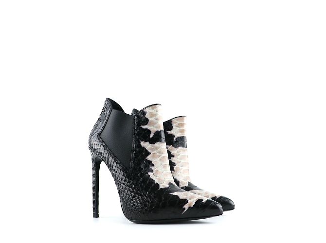 SAINT LAURENT - Python heeled ankle boots (size 40.5) Black