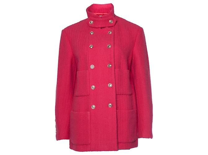Chanel, blazer in tweed di lana rosa con 4 tasche  ref.1086981
