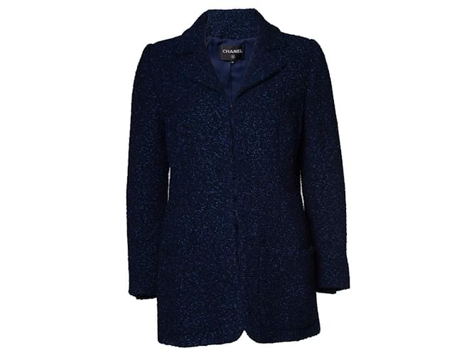 Autre Marque Chanel, Navy blue and black tweet jacket Cotton  ref.1087049