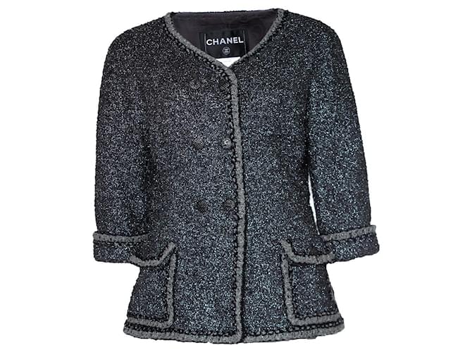 Autre Marque Chanel, veste en tweed métallisé Argenté  ref.1087053