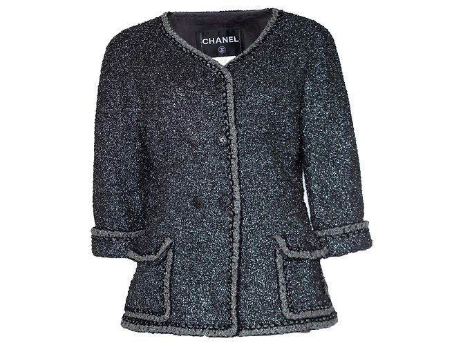 Chanel, metallic tweed jacket Silvery