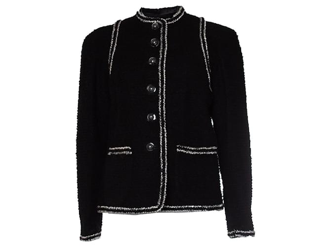 Autre Marque Chanel, Chaqueta clásica de tweed negra Negro Lana  ref.1087057