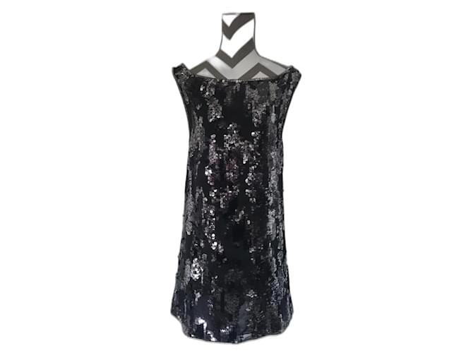 Diesel Little black dress with sequins/sequins Silvery Metallic Polyester  ref.1087063