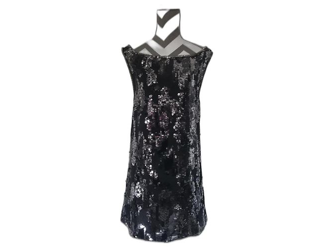 Diesel Petite robe noir à sequins/Paillettes Argenté Métallisé