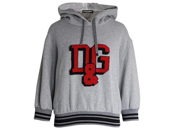 Dolce Gabbana Sudadera con capucha y estampado D G de algod n gris