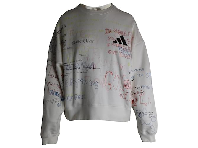 Adidas Yeezy Jahreszeit 5 Gekritzeltes Sweatshirt aus weißer Baumwolle  ref.1087097