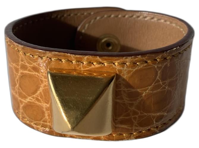 Bracciale Hermès Joli Médor coccodrillo zafferano oro D'oro 