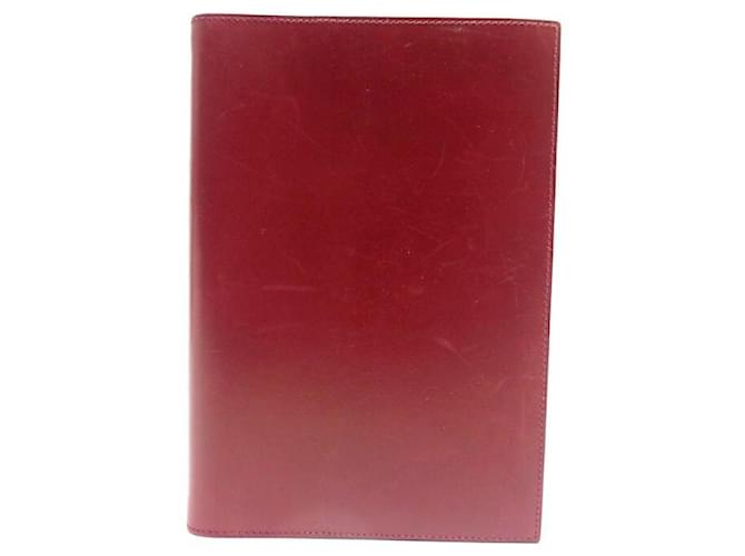 Hermès VINTAGE HERMES DIARY COVER IN BOX BORDEAUX BURGUNDY LEATHER DIARY COVER Dark red  ref.1087456